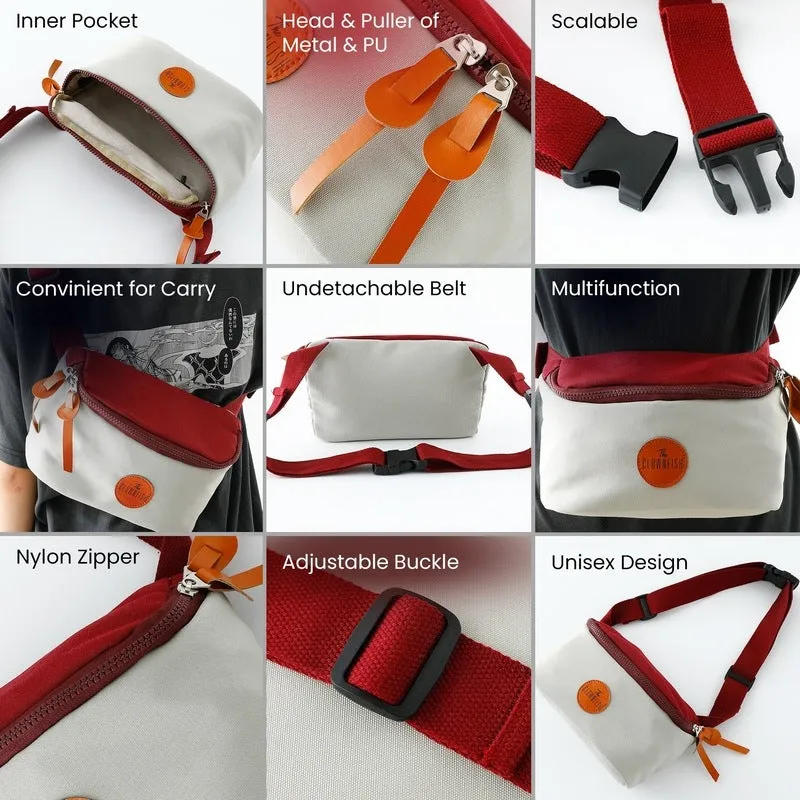 Clownfish Sling Bag - Durable, Multifunctional | 24x14x9cm | Red & White